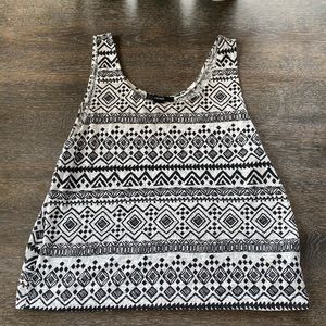 3/$9 Forever 21 black and white printed tank top medium